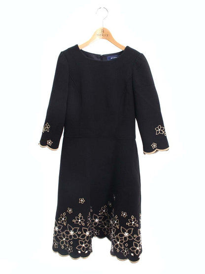 エムズグレイシー 011113 ワンピース 36 ブラック カットワーク ボンディング ITIGXEVZ0EMO