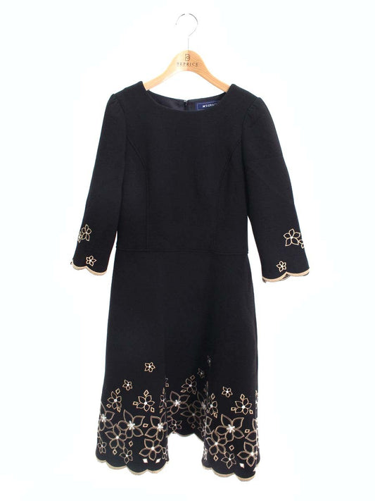 エムズグレイシー 011113 ワンピース 36 ブラック カットワーク ボンディング ITIGXEVZ0EMO