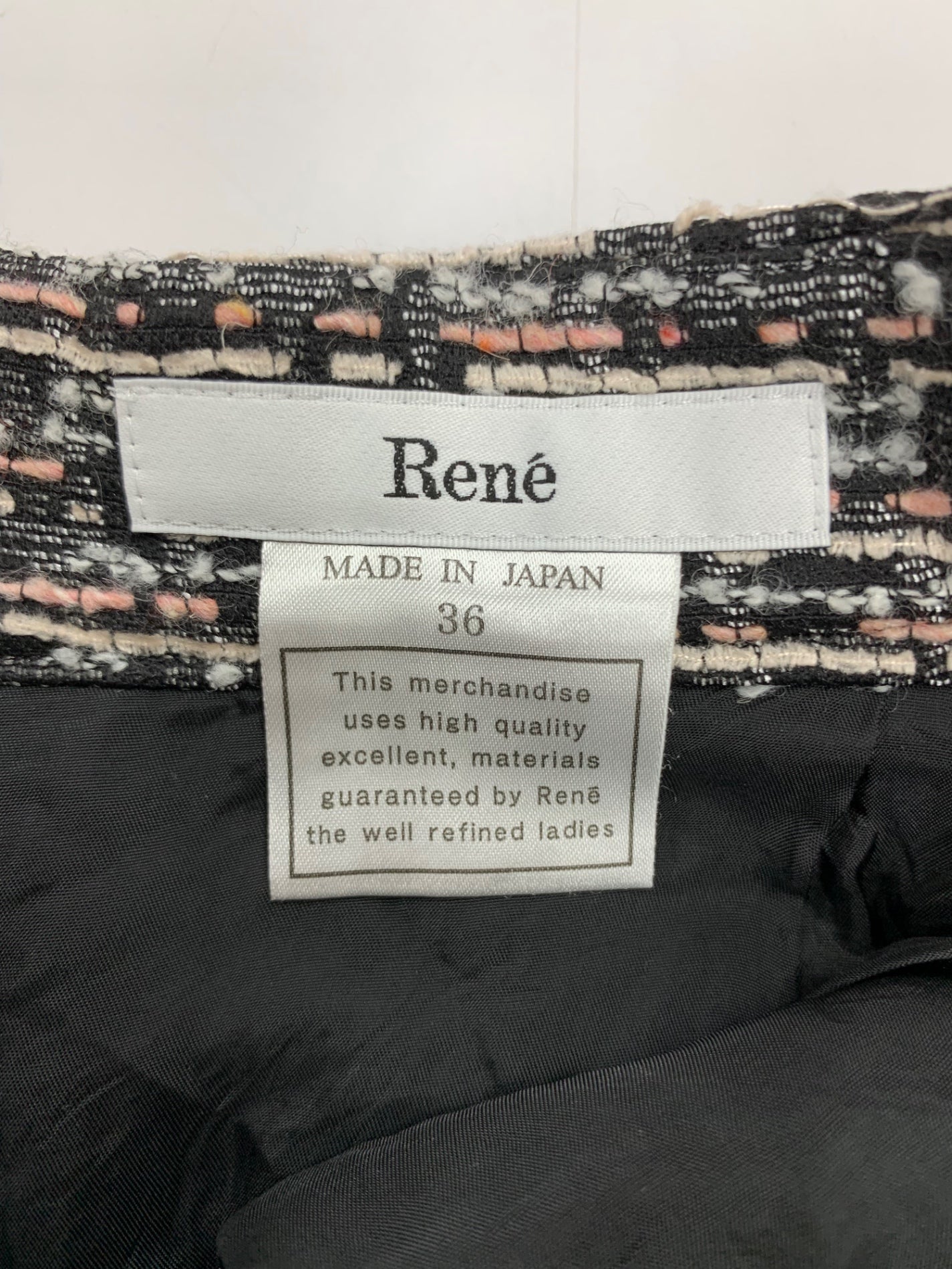 ルネ 6334200 スカート 36 ブラック TISSUE社製 ツイード タックフレア ITMJY286PAL8