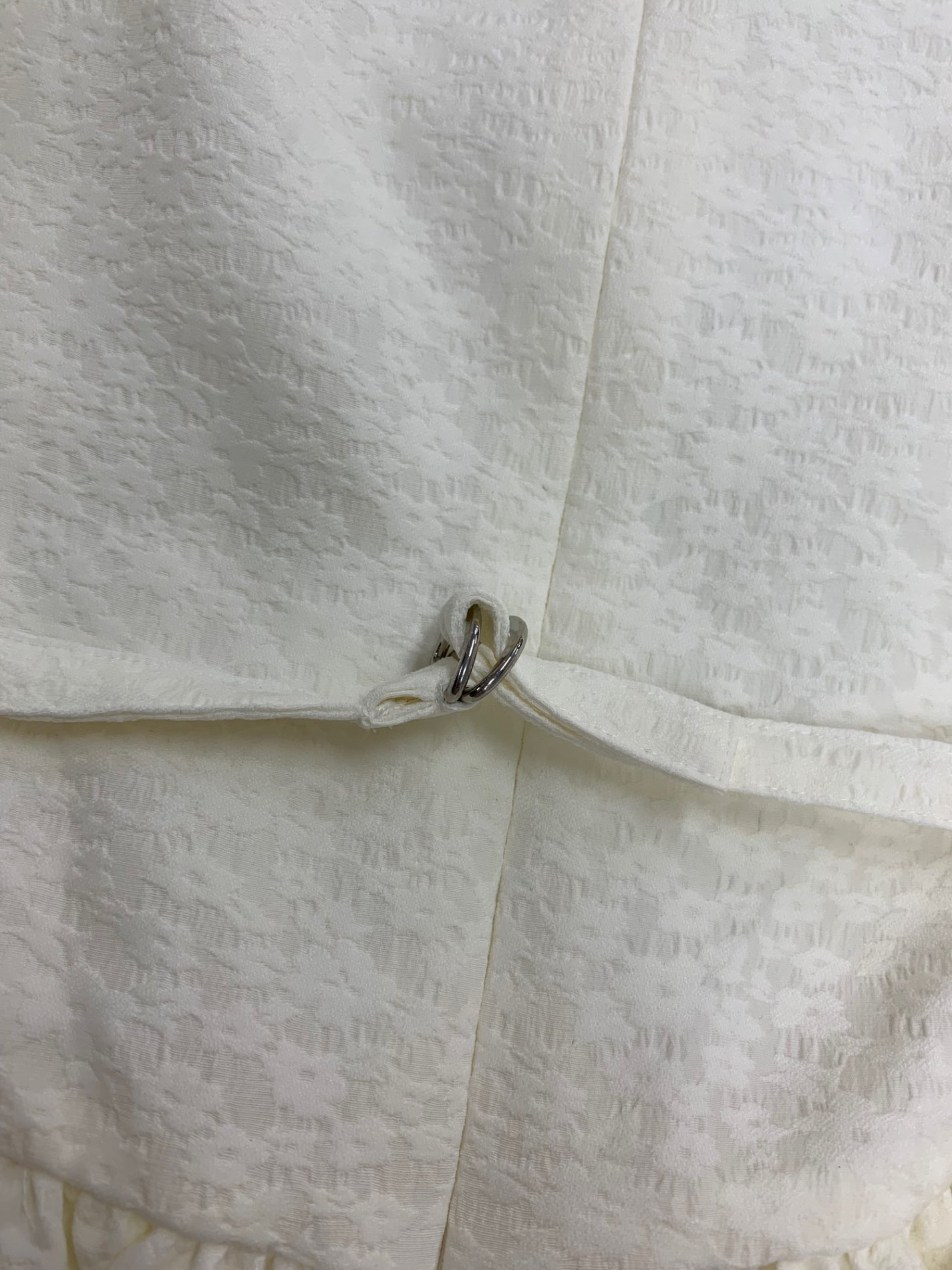 エムズグレイシー 411103 ワンピース 36 ホワイト ジャガード バルーンドレス リボンブローチ ITLCT11VLDI8