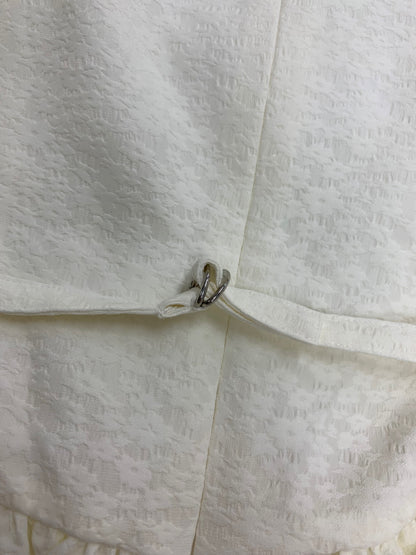 エムズグレイシー 411103 ワンピース 36 ホワイト ジャガード バルーンドレス リボンブローチ ITLCT11VLDI8