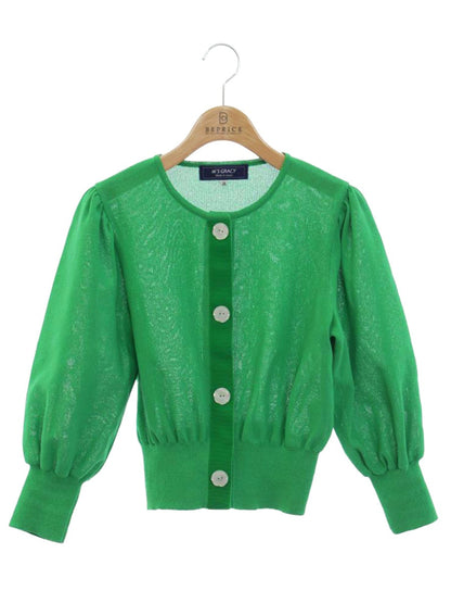 エムズグレイシー 和紙クロス 418303 カーディガン 38 グリーン パフスリーブ ITX3IXYE2CGA