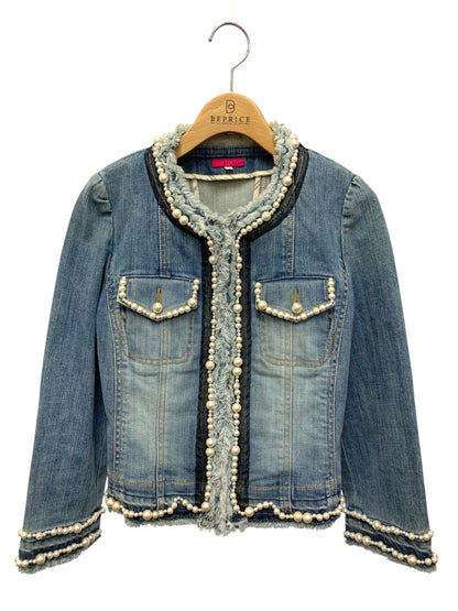 トゥービーシック W5E06-133-22 デニムジャケット 40 ブルー フェイクパール ITVU8XYLS0QS
