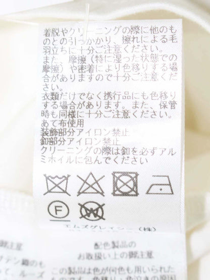 エムズグレイシー 115502 Tシャツ カットソー 40 ホワイト シフォン袖 切替 カメリアリボンモチーフ ITCMXFRRJ7VV