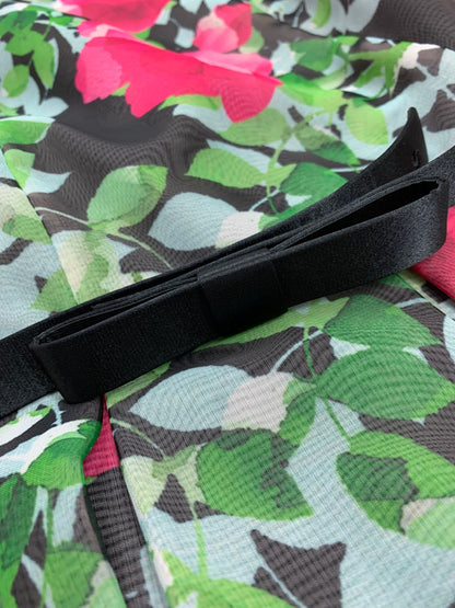 エムズグレイシー 011110 ワンピース 40 グリーン オーガンジー フラワープリント ITV2Z9WQAGE8