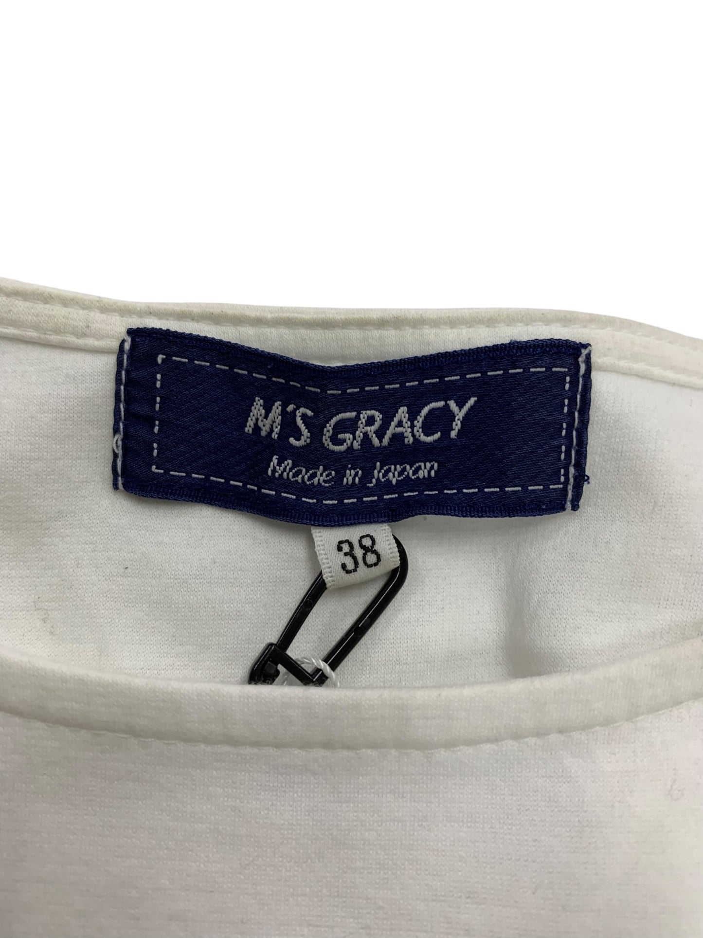 エムズグレイシー 515302 Tシャツ 38 ホワイト チュール使い プリント カットソー ITFVVFGCZTBK