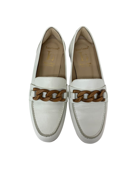 ルカグロッシ ローファー 35 1/2 ホワイト チェーンビット ウッド ITB9FQR7VK8M 【SALE】