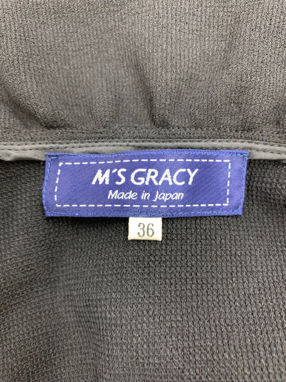 エムズグレイシー ギャザー襟シアーケープ 414302 カーディガン 36 ブラック ITXZD98LBFNS