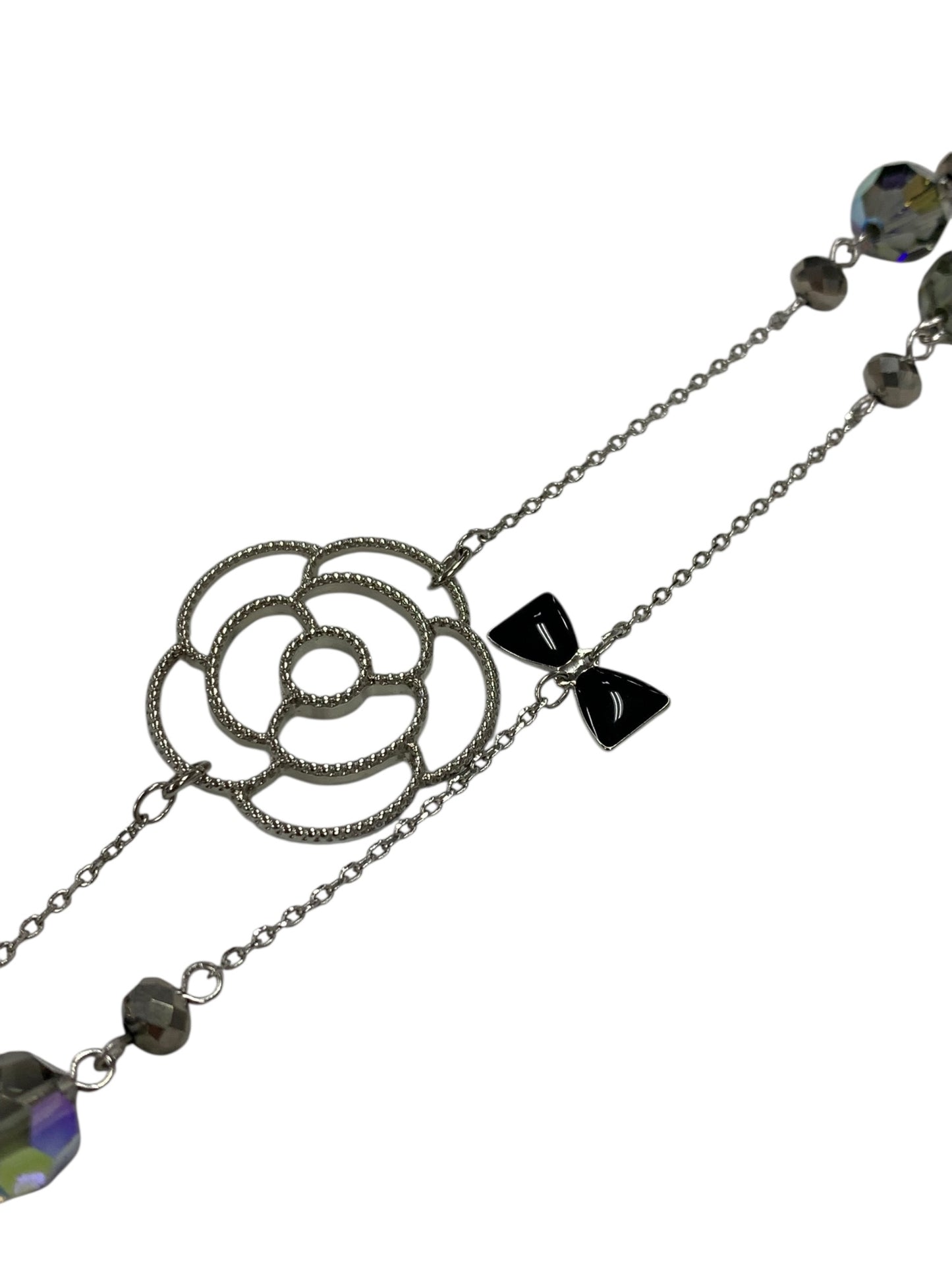 エムズグレイシー ネックレス シルバー カメリア リボン ストーン ITCNR8ZDISHX