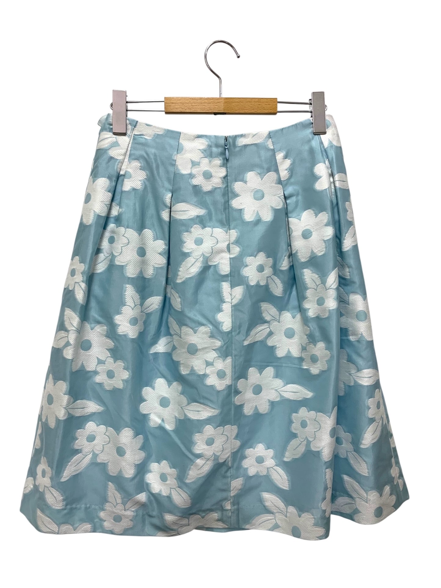 エムズグレイシー 017126 スカート 40 ブルー オーガンジー フラワーモチーフ ITT8TJ5GRGNZ 【SALE】