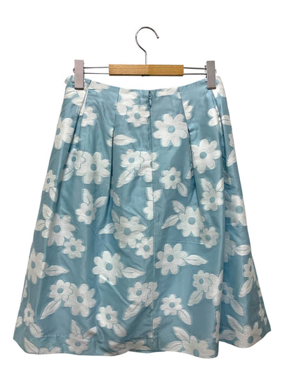 エムズグレイシー 017126 スカート 40 ブルー オーガンジー フラワーモチーフ ITT8TJ5GRGNZ 【SALE】