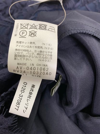 レリアン AV-0401062 ワンピース 11 ネイビー フラワーモチーフ レース IT3AG82ZDK62
