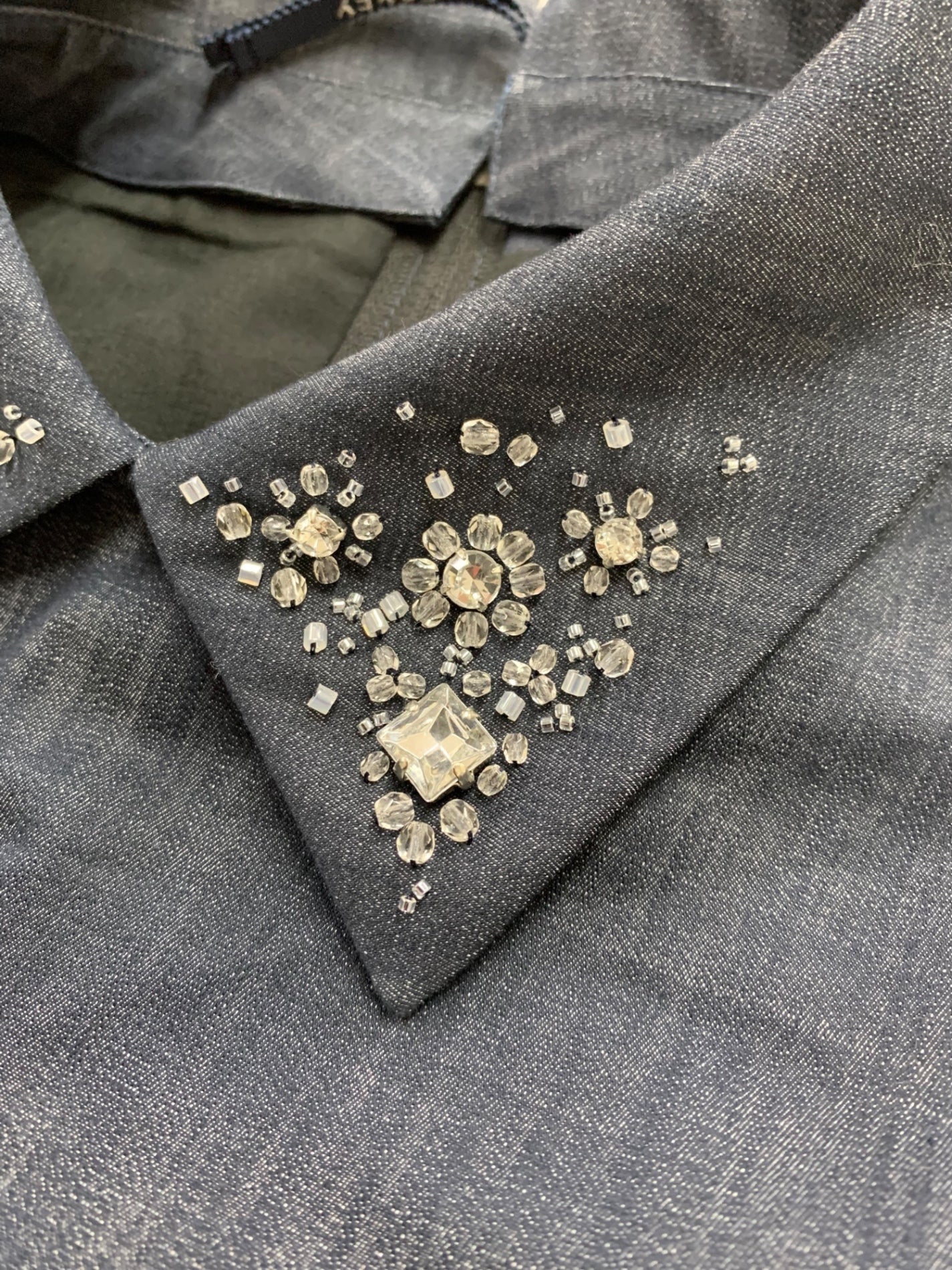 フォクシーニューヨーク  Brilliante Dress ブリリアント ドレス 41681 ワンピース 38 ネイビー デニム ビジュー ITZUEU5514QO