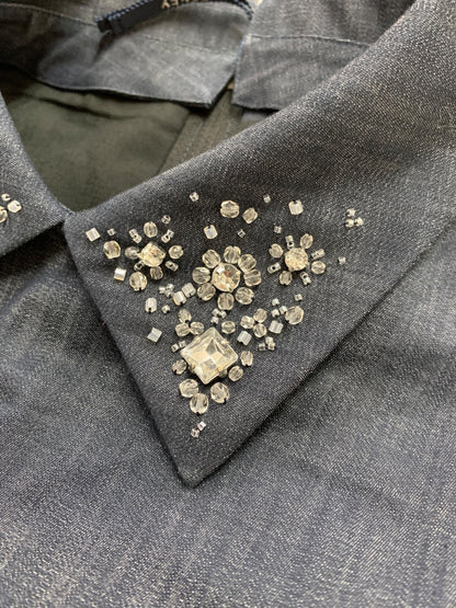 フォクシーニューヨーク  Brilliante Dress ブリリアント ドレス 41681 ワンピース 38 ネイビー デニム ビジュー ITZUEU5514QO