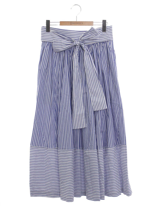 ブルックスブラザーズ コットン ストライプ ボウウエストベルト 100219438 マキシスカート 2 ブルー/ホワイト ITQXLEJY18ZG