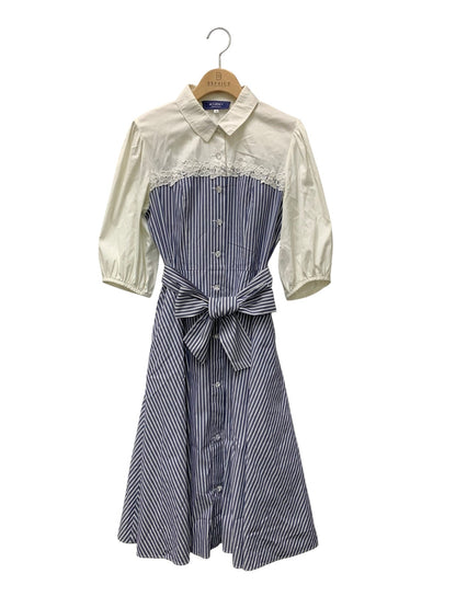 エムズグレイシー Stripe Shirt Dress 811320 ワンピース 38 ネイビー ストライプ ITDC8F4KSQFU