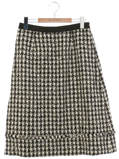 トゥービーシック W7S05-241-09 スカート 44 ブラック/ホワイト 千鳥格子柄 フリンジ ITZN30LM0N2G