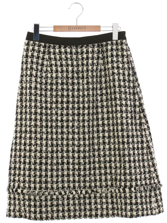 トゥービーシック W7S05-241-09 スカート 44 ブラック/ホワイト 千鳥格子柄 フリンジ ITZN30LM0N2G