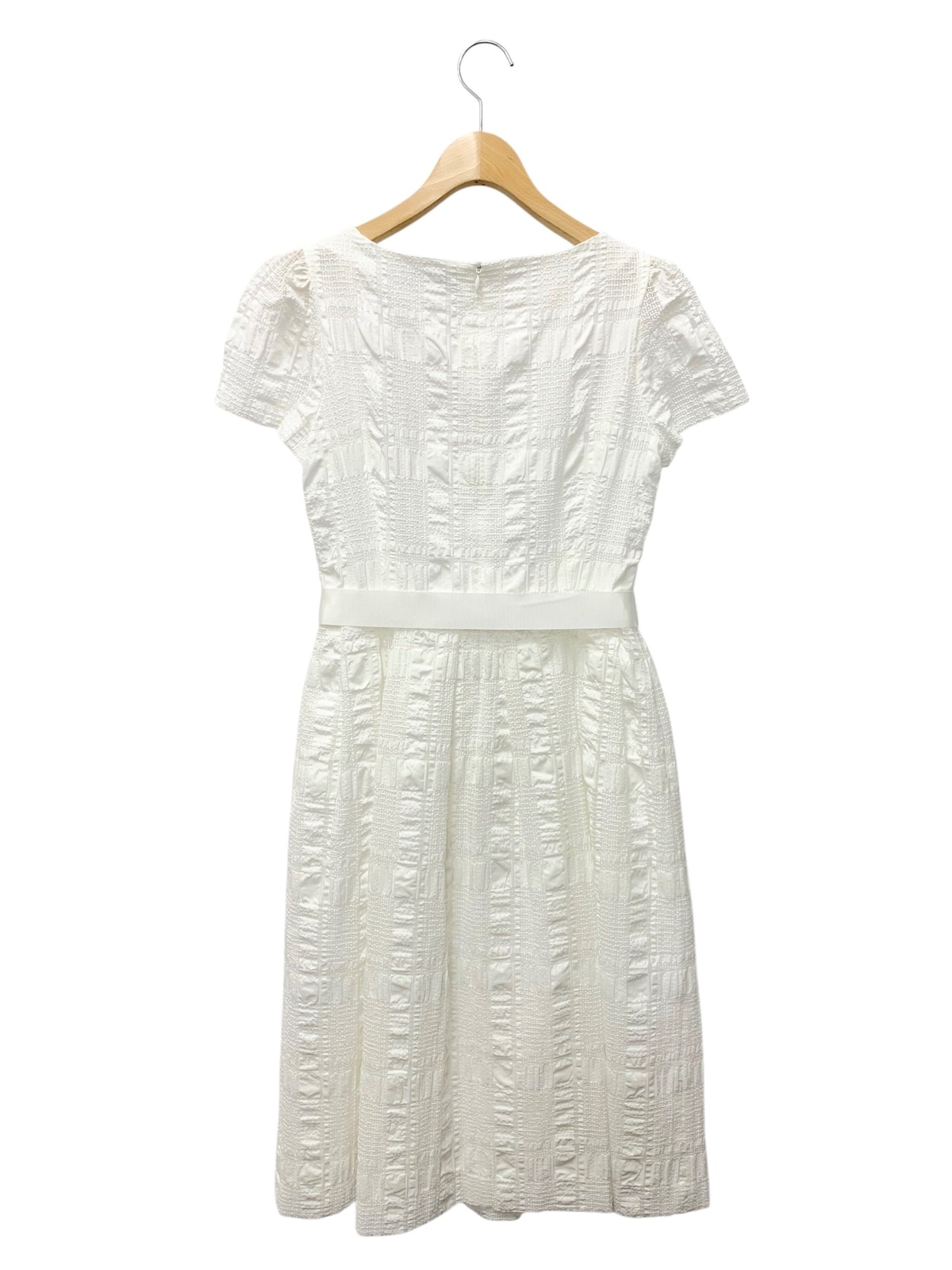 エムズグレイシー 411341 ワンピース 38 ホワイト シアー チェック 格子柄 ITLU90WKCW6P