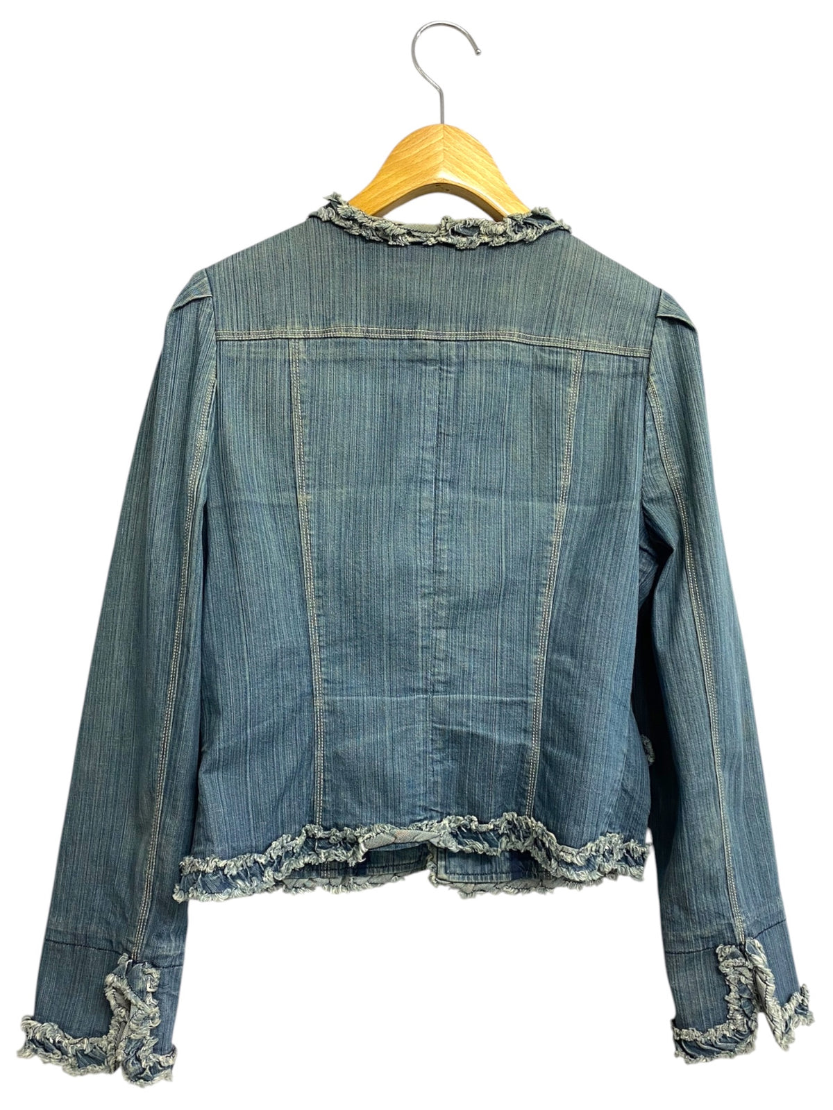 エムズグレイシー 524510 ジャケット 38 ネイビー リボン ノーカラー デニム ITDIUSO8C11S
