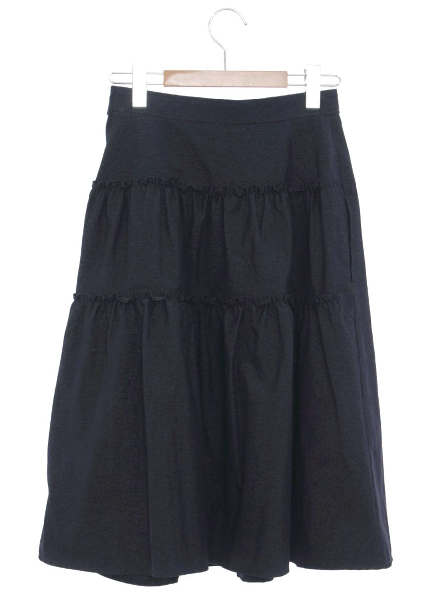 ルネ basic 5924070 スカート 34 ネイビー デニム風 ティアード ITCSTSGY4HRW