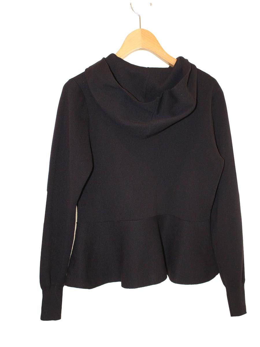 エムズグレイシー Hooded Cardigan 918143 パーカー 38 ブラック ジップアップ リボンモチーフ ITFMMASZRHYQ
