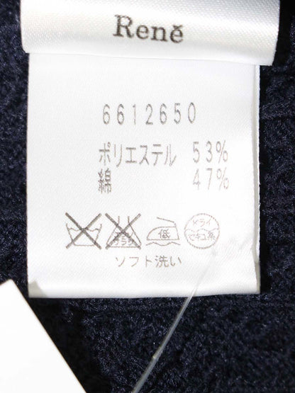 ルネ 6612650 ニットパーカー 34 ネイビー フラワーストーンパールジップ ITJRFASUSCQG