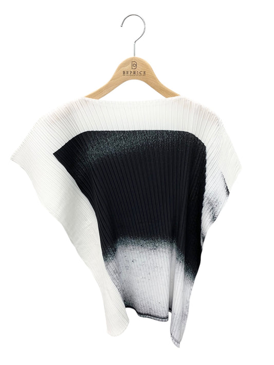 イッセイミヤケ SHADOW STUDY PLEATS IM51FJ663 カットソー 2 ホワイト プリーツ プリント モノクロ IT2EKKTSSCIM