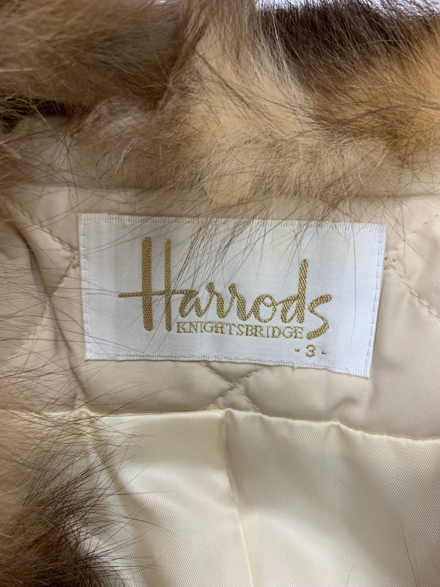 ハロッズ 17504091 キルティングコート 2 ベージュ フォックスファー