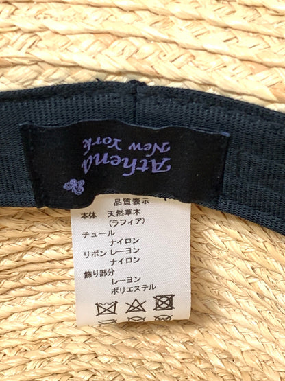 アシーナニューヨーク ベージュ リボン 麦わら帽子 IT38GQD23DRU