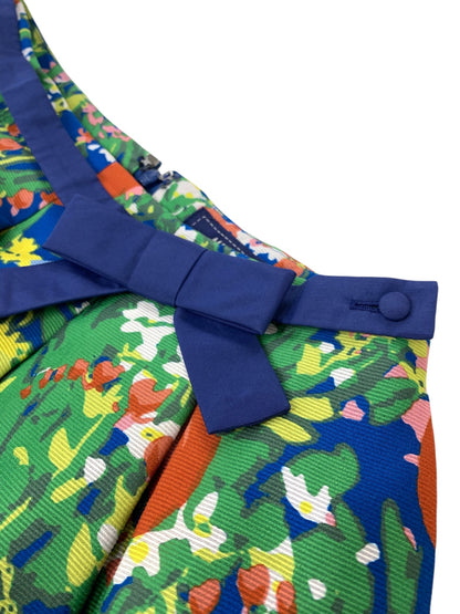 エムズグレイシー 017319 スカート 38 ブルー ガーデンプリント リボン IT3P4THF4ET4