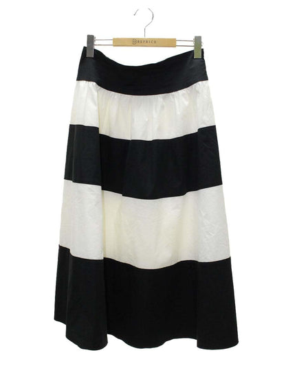 エムズグレイシー バイカラーボリュームギャザー 417121 スカート 40 ブラック/ホワイト ボーダー ITK3ANX13U9W