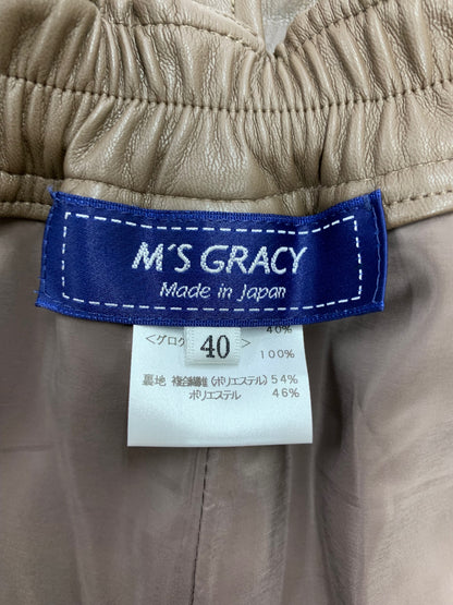 エムズグレイシー フェイクレザーワイドパンツ 016511 40 ブラウン ITPWAWT7JY6G