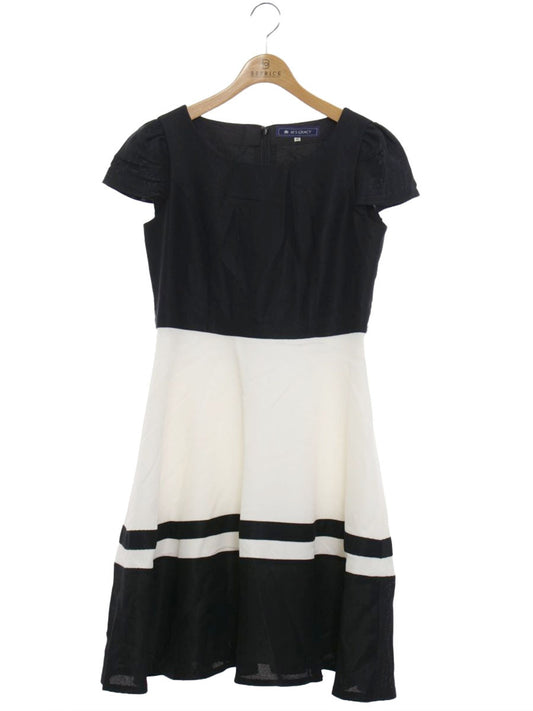 エムズグレイシー 721302 ワンピース 40 ブラック/ホワイト バイカラー 袖メッシュ IT1564Z8IIH7