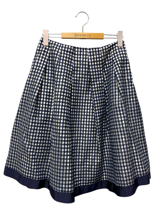 エムズグレイシー 517321 スカート 38 ブルー チェック ITY0MRCU9G68