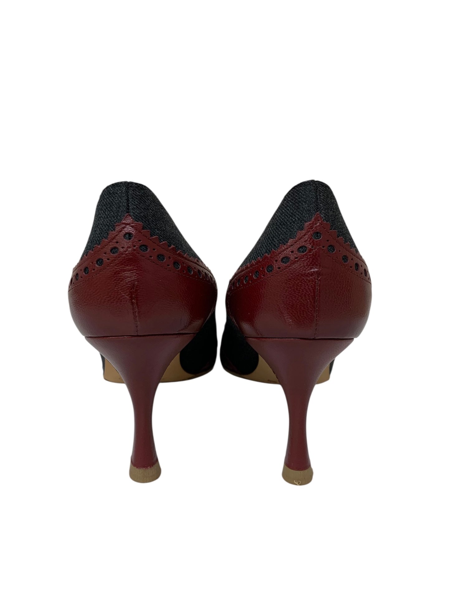 マノロブラニク パンプス 36.5 ボルドー デニム レザー ITI7S939D7LK