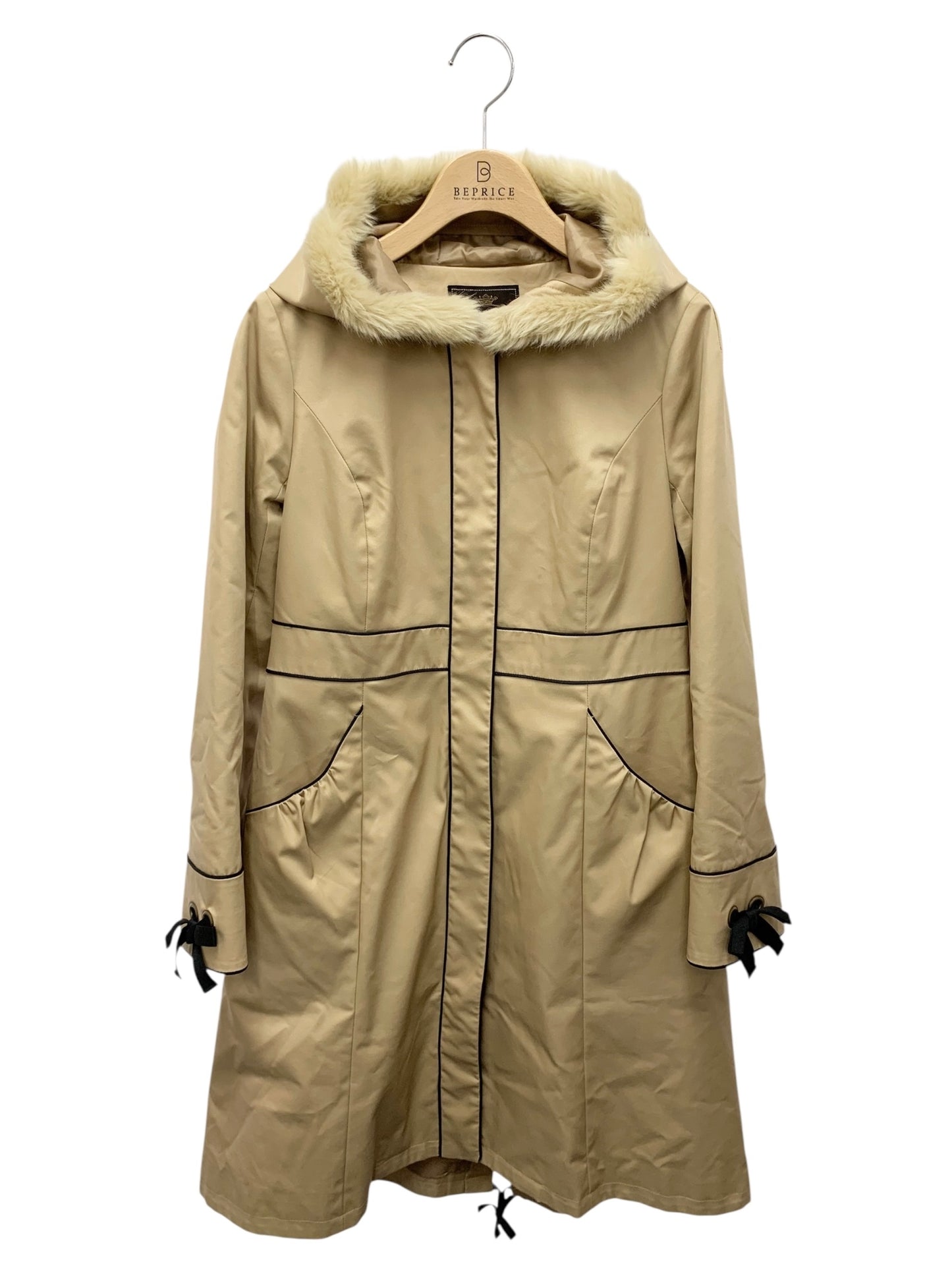 トッカ CMTOCA0210 コート 0 ベージュ フリースライナー付 ファー＆リボン付き IT3KZBW9D6OC