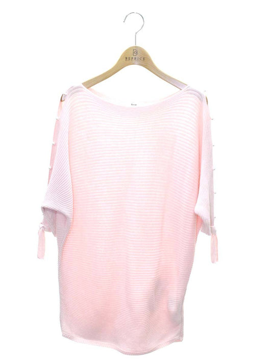 ルネ 6822790 ニット 34 ピンク フェイクパール リボン ドルマンスリーブ IT0BY92FY07O