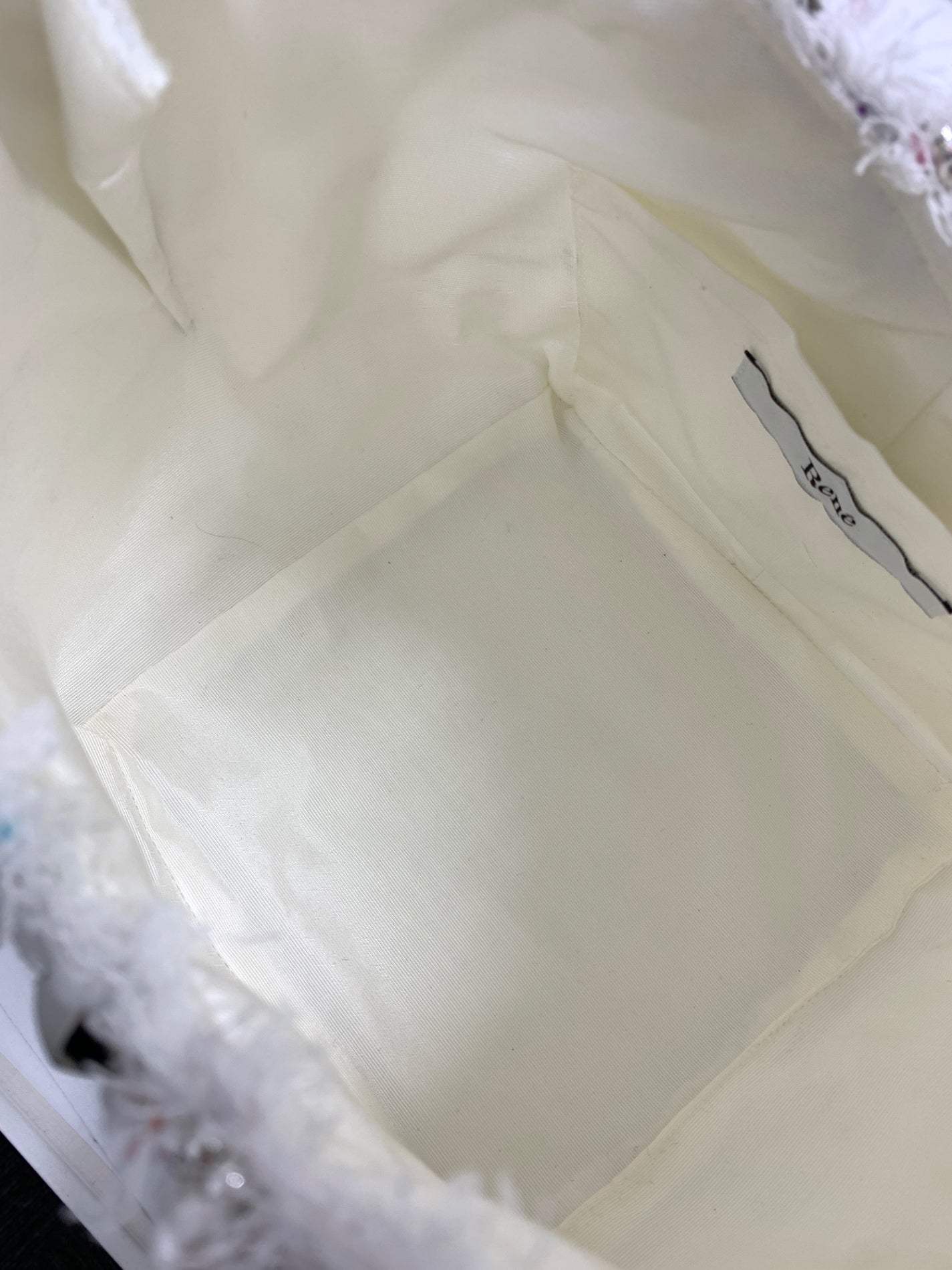 ルネ バッグ ホワイト ツィード ラインストーン ITJD1QKNCNQA