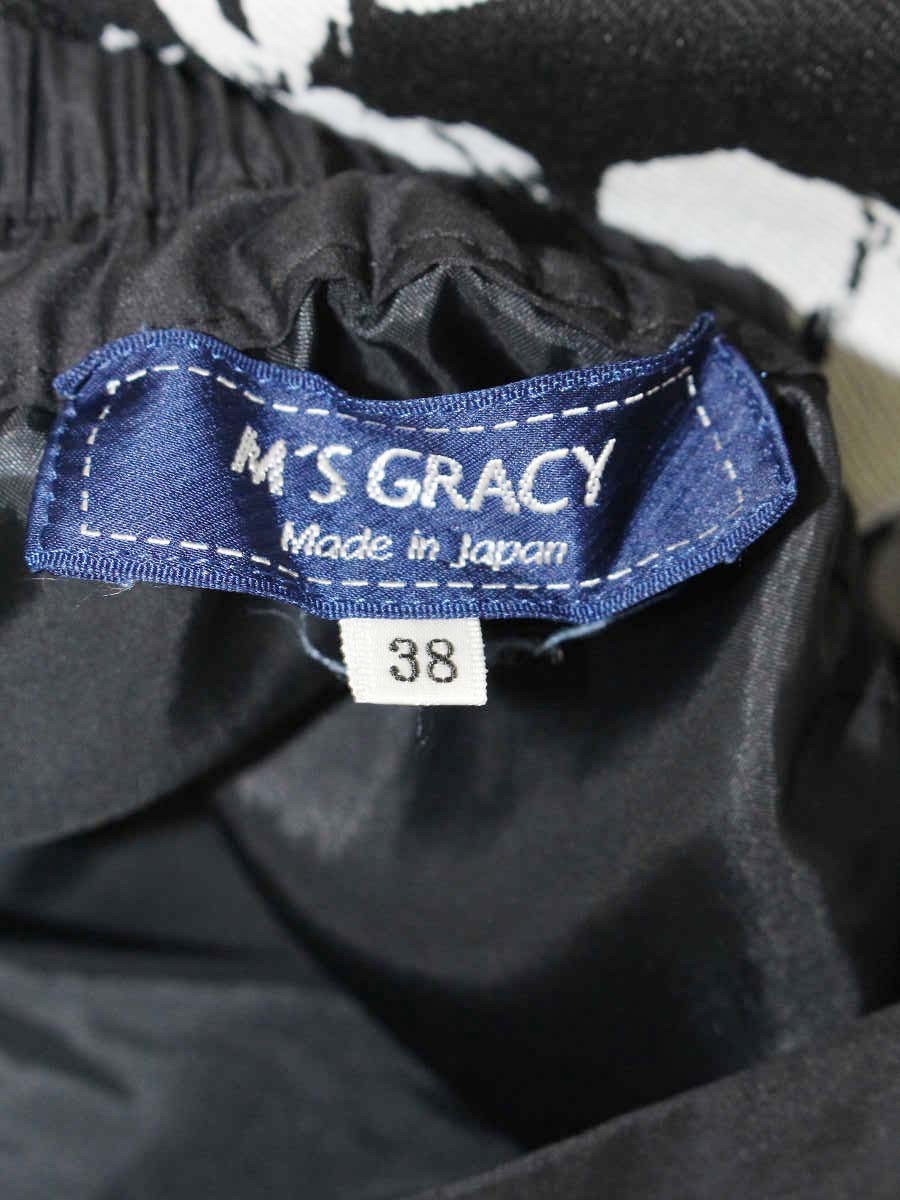 エムズグレイシー 317310 スカート 38 ブラック モノトーン ビッグフラワー ITJXTRMZKEIS