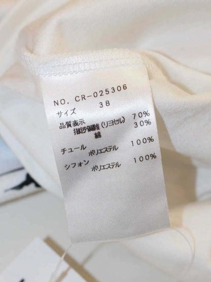 エムズグレイシー 025306 Tシャツ カットソー 38 ホワイト フラワーモチーフ バルーン袖 ITJWRLOSQRQO