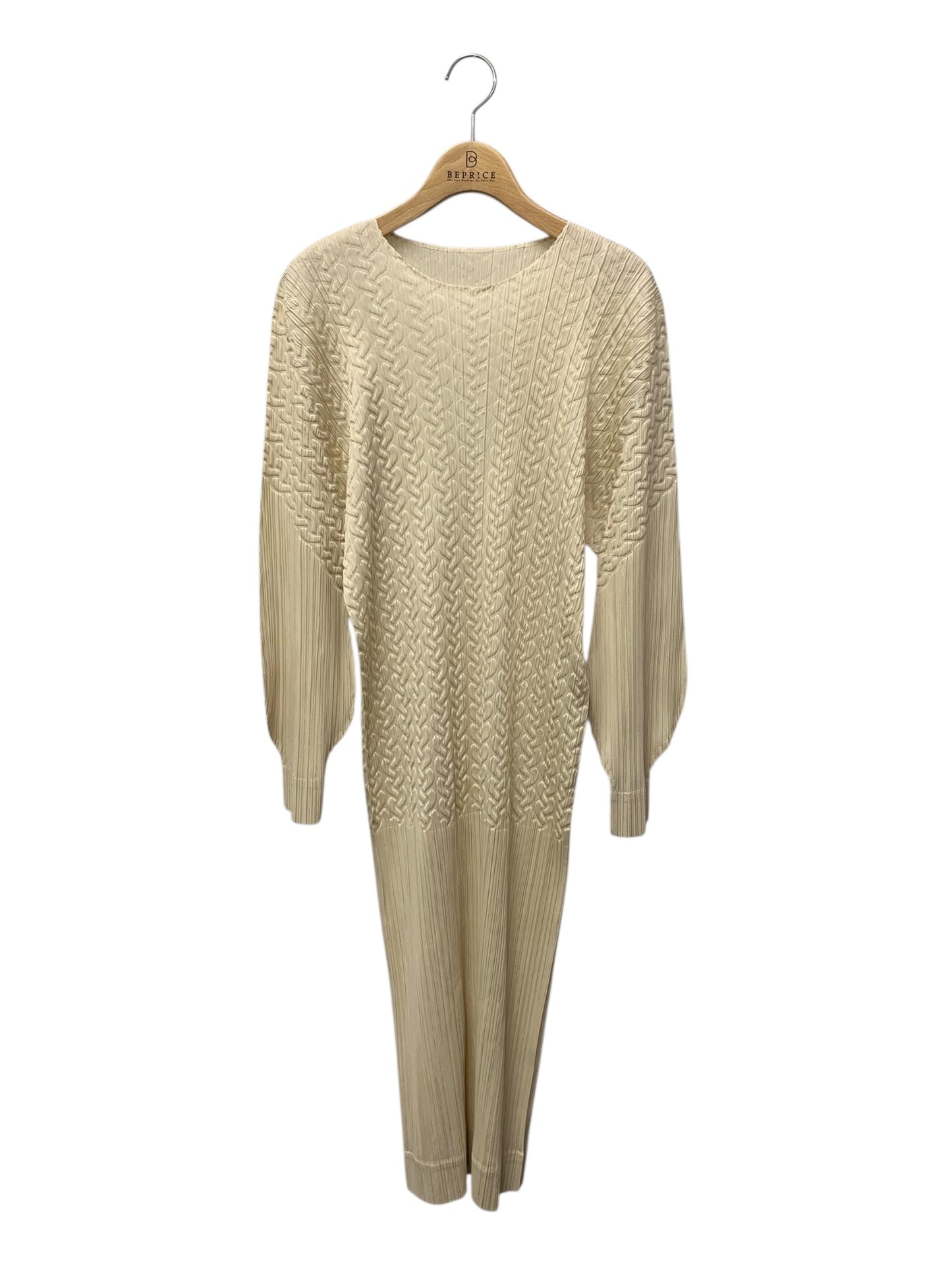 プリーツプリーズイッセイミヤケ PP23JH544 ワンピース 3 アイボリー 雪の結晶 エンボス加工 IT2ATC9EXILE 【SALE】