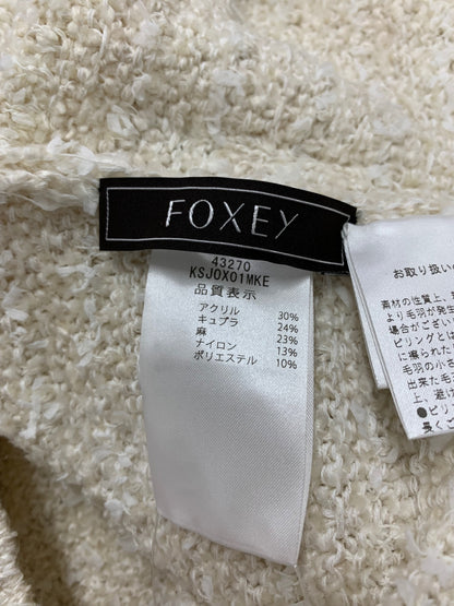 フォクシーブティック Knit Jacket Mirage 43270 ノーカラージャケット 38 ベージュ ツイード調 キュプラ混 麻混 ITGG03YTYTQM