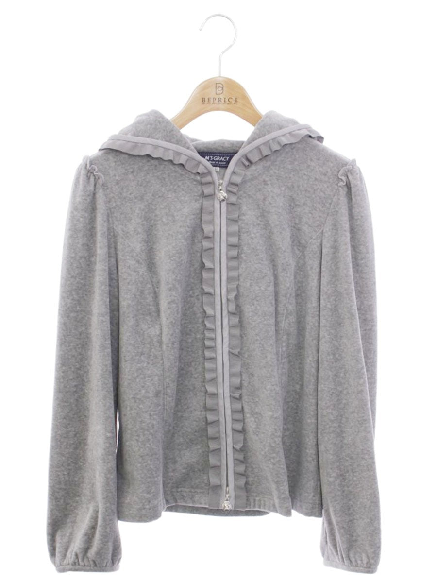 エムズグレイシー 014508 パーカー 40 グレー ジップアップ フリル ITPKWQVRA3JU