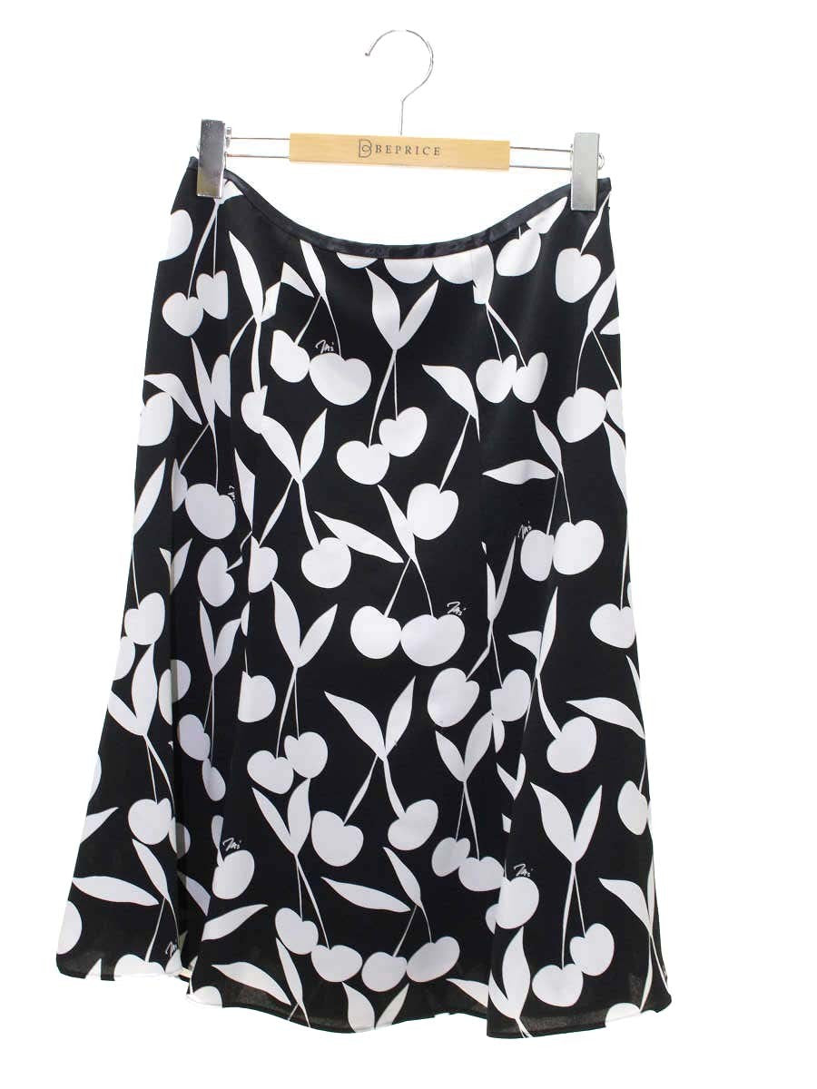 エムズグレイシー 117119 スカート 40 ブラック チェリーモチーフ ITBK66K68YCG