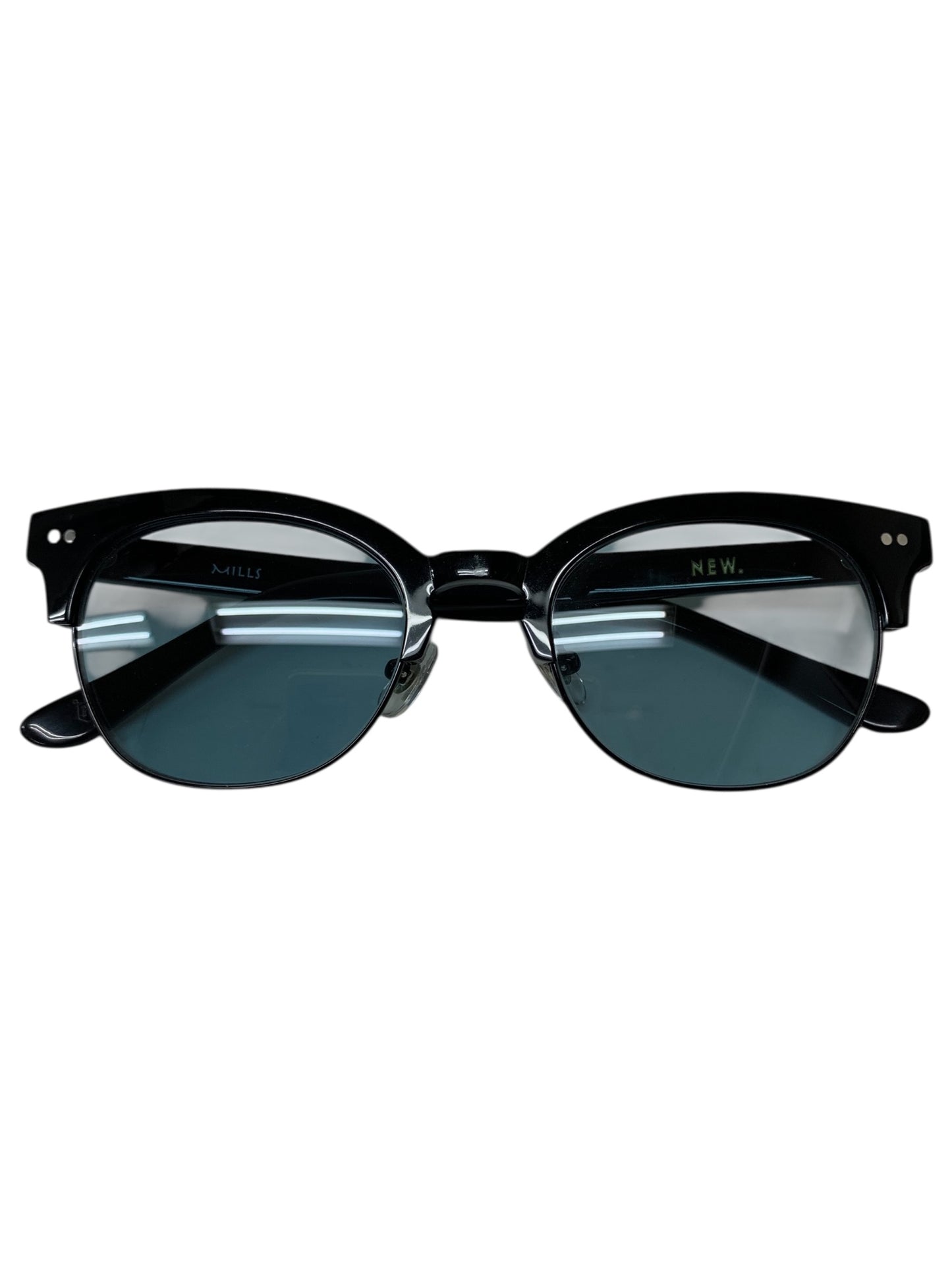 ニュー MILLS サングラス ブラック コンビフレーム フルリム ウェリントン ITYLM64FN7BI