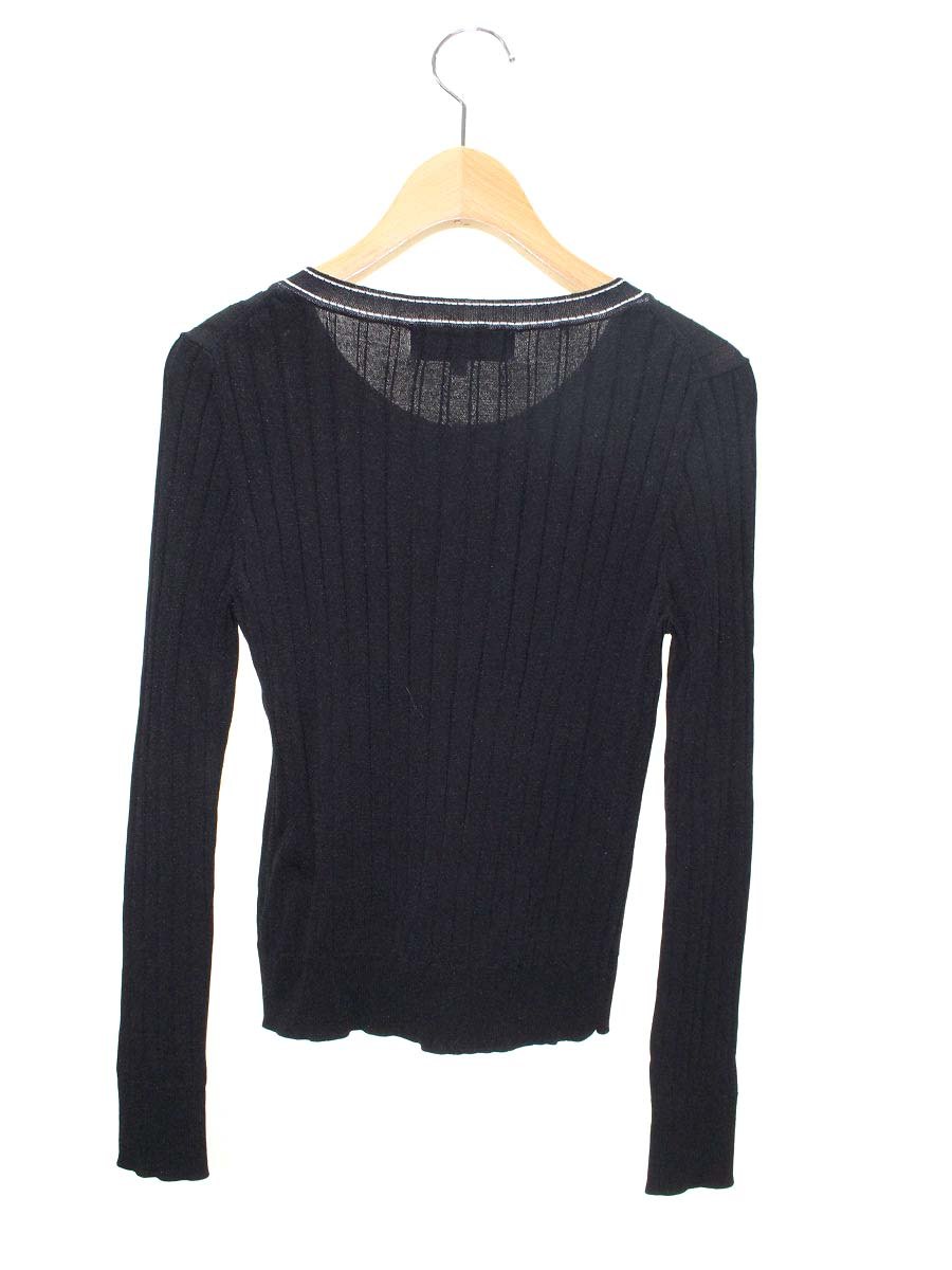 エムズグレイシー 018313 カーディガン 38 ブラック ステッチ リブ IT321YZD1MXQ