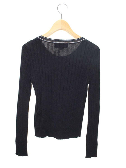 エムズグレイシー 018313 カーディガン 38 ブラック ステッチ リブ IT321YZD1MXQ