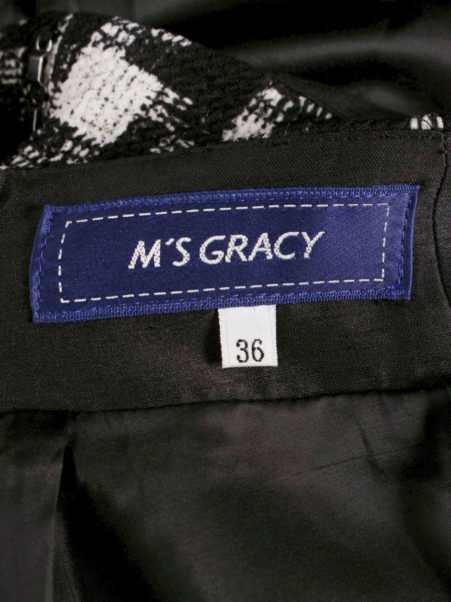 エムズグレイシー 416507 ワイドパンツ 36 ブラック リボン チェック ITSHWHECH0SA