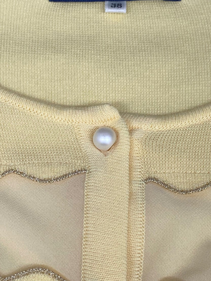 エムズグレイシー 918127 カーディガン 38 イエロー オーガンジー ラメ ITNOFHG1N593 【SALE】